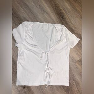 White Aritzia Tied Shirt